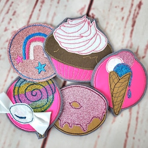 Lolli Bonbon Eis Muffin Donut Initiale mit Sternen Klettie Patch - viele Farben