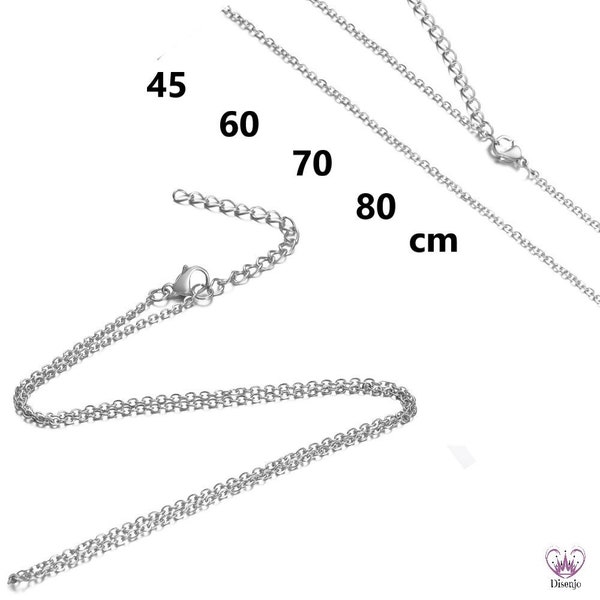 Rolokette EDELSTAHL 45 - 80 cm / 1.6mm Juwelierqualität mit Karabiner und Verlängerungskettchen/  Gliederkette  f. Frauen & Männer