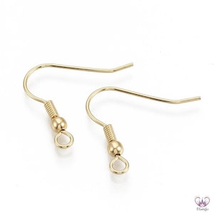 Ear hooks 18K GOLD PLATED STAINLESS STEEL with pearl 20 x 20 mm // 10/ 20/ 50x piece pack