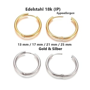 Huggie hoop earrings STAINLESS STEEL hypoallergenic surgical steel pin 316L - gold plating 18k (IP) / 13, 17, 21 & 25 mm/ Huggies // 2/ 10x pack size