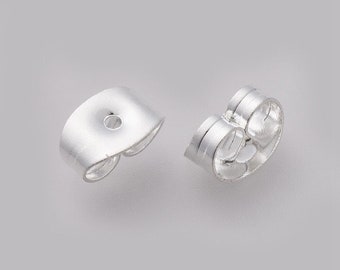 Cierres ACERO INOXIDABLE COLOR PLATA CLARO Mariposa 6 x 4,5 mm / Tope para pendientes // Tuercas para pendientes