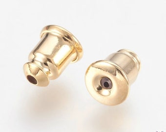 ORECCHINI A SFERA PLACCATI IN ORO 18K / Fermagli per orecchini a bottone // Confezione da 2/ 10/ 50 pezzi
