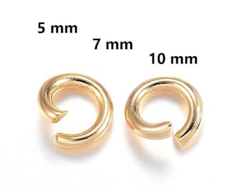 Biegeringe Ø 5/ 7/ 10 mm EDELSTAHL goldfarben 1 mm Materialstärke 18 Gauge // 50/ 200x Packungsgröße/ golden open jump rings stainless steel