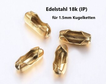 Puede incluir: Cuatro conectores de cadena de metal dorado para cadenas de cuentas de 1,5 mm. Los conectores están diseñados para ser utilizados con collares, pulseras y otras joyas.