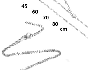 Rolokette EDELSTAHL 45 - 80 cm / 1.6mm Juwelierqualität mit Karabiner und Verlängerungskettchen/  Gliederkette  f. Frauen & Männer