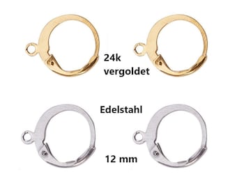 EDELSTAHL Huggie Hoop Leverback Creolen Ohrhaken Brisuren // Edelstahl (Silber) & Goldfarben (24k Vergoldung)  // 10/ 20/ 50x Packungsgröße