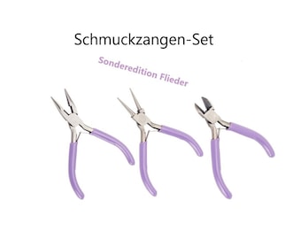 WERKZEUG Set zur Schmuckherstellung FLIEDER Sonderedition /Flachzange, Rundzange & Seitenschneider / DIY professional plier tools purple