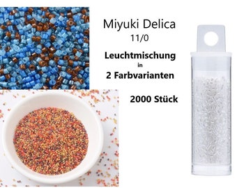MIYUKI DELICA 11/0 Cylindrical Beads 1.3 x 1.6 mm (2.00 EUR/g) // Luminous Mixture // 10g/ 2000 pieces in a practical storage bottle //