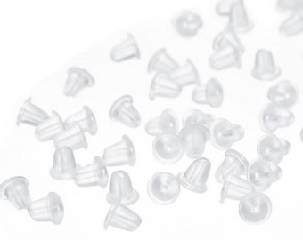 150/ 1000x Silikon Verschlüsse transparent weiss / für Ohrstecker, Ohrringe & Co / Stopper/  earring clasps stopper