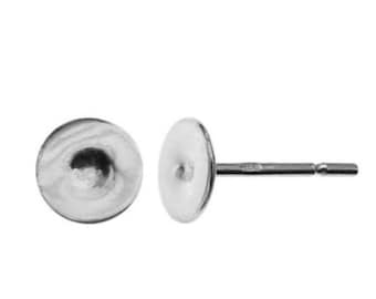 Orecchini a bottone in argento sterling 925 da 6 mm con piastra / senza retro // Confezione da 2/ 10/ 20/ 50 pezzi