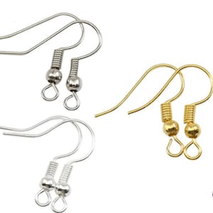 EAR HOOKS with pearl // Silver, platinum, gold colors to choose from // Design of earrings/ Earrings // 40/ 100/ 200x piece pack