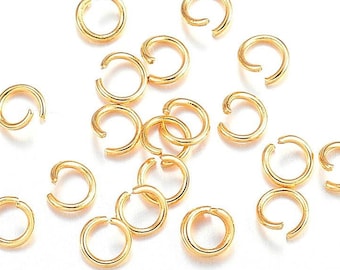 50/ 200x Biegeringe 4mm EDELSTAHL goldfarben / Spaltringe Biegeringe Binderinge gold golden open jump rings stainless steel