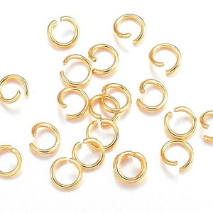 50/ 200x Biegeringe 4mm EDELSTAHL goldfarben / Spaltringe Biegeringe Binderinge gold golden open jump rings stainless steel