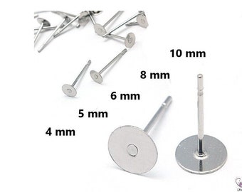 Ohrstecker EDELSTAHL mit Platte 4, 5, 6, 8 und 10 mm  // Sehr viele Packungsgrößen / Klebeplatte 4mm 5mm 6mm 8mm 10mm pins earring pad