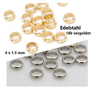 STAINLESS STEEL spacer beads 18k GOLD PLATED 4 x 1.5 mm // 20/ 50/ 100x pack size // flat round beads spacer beads intermediate beads golden