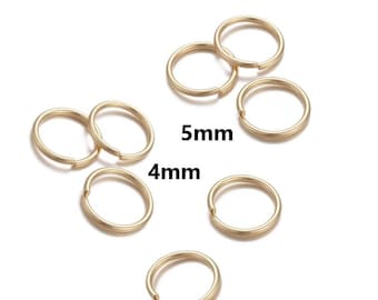 Anillos de salto abiertos rellenos de oro de 14 quilates, calidad de joyería 1/20 / Diámetro: 4 mm o 5 mm x 0,8 mm