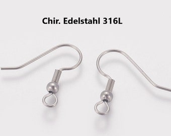 Ohrhaken CHIRURGISCHER EDELSTAHL mit Perle 20x21 mm  med. Qualität // 10/ 20/ 50/ 200/ 500x Packungsgröße // earring hooks