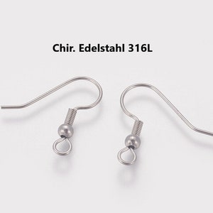 Ear hook SURGICAL STAINLESS STEEL with pearl 20 x 21 mm med. Quality // 10/ 20/ 50/ 200/ 500x pack size // earring hooks
