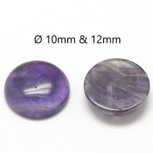 NATÜRL. AMETHYST Cabochons Ø 10 & 12mm lila / Klebstein natürlicher Amethyst Edelstein geschliffen // 2/ 10x Packungsgröße