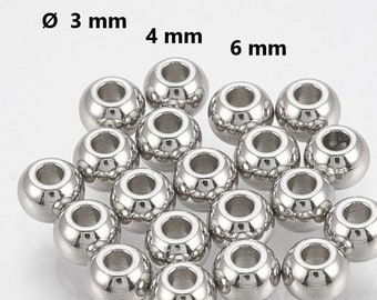 Perles intercalaires Ø 3, 4 & 6 mm chir. ACIER INOXYDABLE 316L méd. Qualité // 20/ 50/ 100x pack // Perles boules perles d'espacement