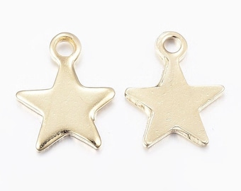 10x pendentif ÉTOILE EN ACIER INOXYDABLE couleur or 10 x 8 mm x 0,8 mm / Étoile de Noël dorée Charm acier inoxydable or