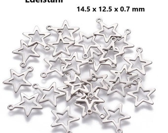 Anhnger EDELSTAHL STERN 14.5 x 12.5 x 0,7 mm / silver star charm christmas  Weihnachtsstern // 10/ 20/ 50x Packungsgre - Etsy sterreich