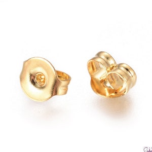 Clasps STAINLESS STEEL HYPOALLERGENIC gold-colored Butterfly 4.5 x 5 mm / stoppers for ear studs / 30/ 50/ 100/ 200x pack size