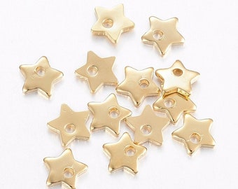 Pendentif ÉTOILE EN ACIER INOXYDABLE doré 5,5 x 6 mm x 1,0 mm / Étoile de Noël dorée Charm acier inoxydable doré