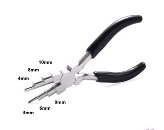 Alicates para arcos 6 en 1, negros / Alicates para bucles de 3, 4, 6, 8, 9 y 10 mm // Herramienta de bricolaje