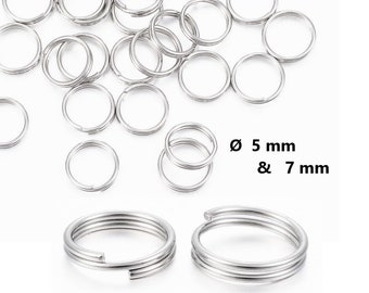 EDELSTAHL Spaltringe Ø 5 & 7 mm  Schlüsselringe Doppelringe Binderinge // 50/ 100x Packungsgröße / split rings stainless steel