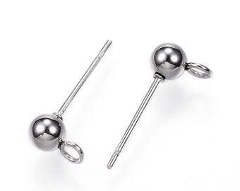 Kugelohrstecker EDELSTAHL mit 3mm Kugel // Ohrstecker // 10/ 20/ 50x Packungsgröße // stainless steel earring pins ball