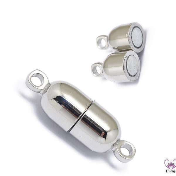 2/ 10x starke Magnetverschlüsse PLATINIERT / Magnet Verschlüsse Kettenverschluss / 19 x 6 mm / extra starker Halt der Klasse n45