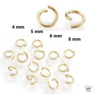 Jump rings STAINLESS STEEL Ø 4, 5, 6, 8 mm GOLD COLORED x 0.8 mm 20 gauge // 50/ 200x pack size / gold golden open jump rings stainless steel
