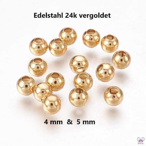 Spacer beads Ø mm 24k GOLD PLATED STAINLESS STEEL // 20/ 50/ 100x  pack size // Balls Beads golden stainless steel Beads Spacer beads