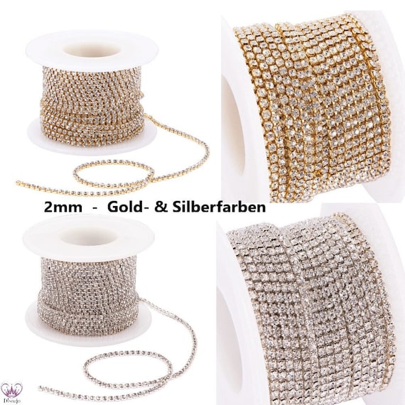 Goldene Strass-Applikationsstreifen Zum Nähen – 2 Yards, Für Kleidung & DIY-Deko