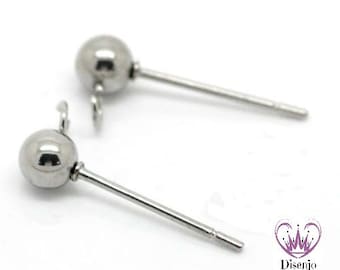 Kugelohrstecker EDELSTAHL mit 4mm Kugel // Ohrstecker // 10/ 20/ 50x Packungsgröße // stainless steel earring pins ball