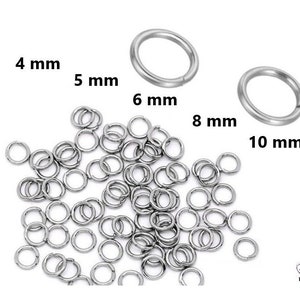 Jump rings STAINLESS STEEL open Ø 4 - 10 mm // 100/ 200/ 1000x pack size // Binding rings split rings open jump rings stainless steel