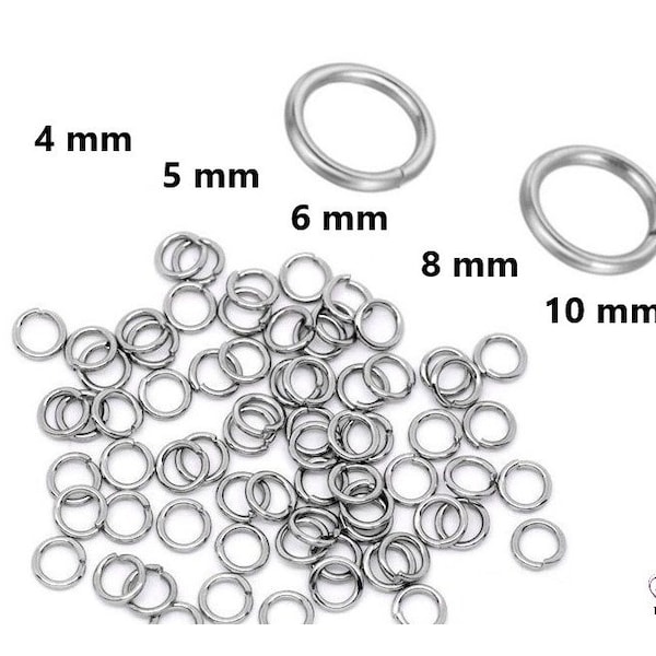 Biegeringe EDELSTAHL offen Ø 4 - 10mm // 100/ 200/ 1000x Packungsgröße // Binderinge Spaltringe open jump rings stainless steel