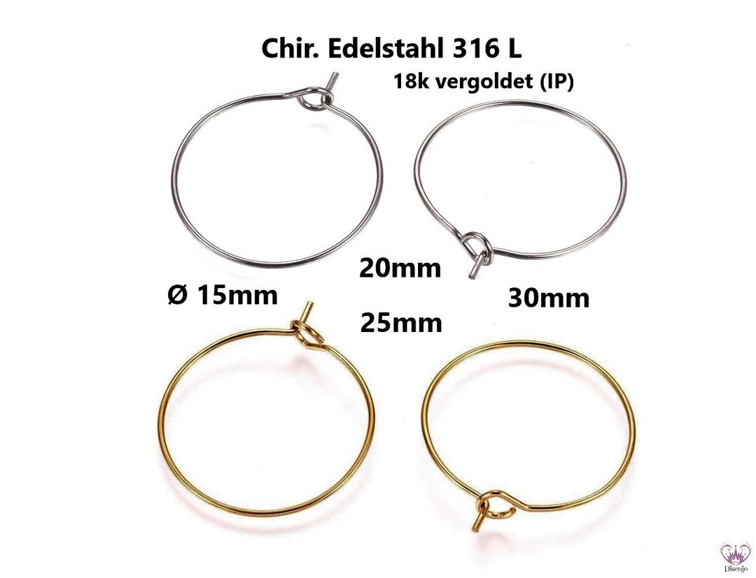 VIDSTW 200 Pièces Creoles Acier Inoxydable, Verre à Vin Breloques Anneaux, Boucle D'oreille Acier Inoxydable, Creoles Or Femme, Fermoir Boucles D'oreilles Pour Boucles D'oreilles Fabrication