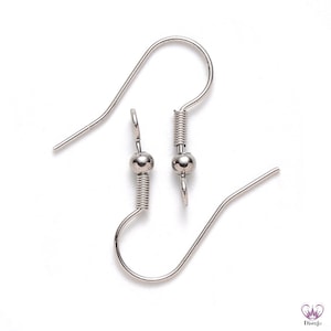 May include: Two silver earring hooks with a small ball at the top of each hook.