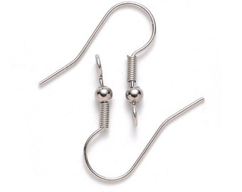 Ohrhaken EDELSTAHL (senkrechte Öse) mit Perle 20x18 mm // 20/ 50/ 200x Packungsgröße // earring hooks