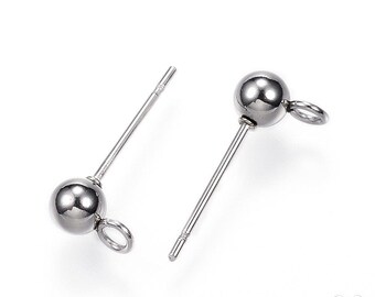 STAINLESS STEEL ball stud earrings with 3 mm ball // stud earrings // 10/ 20/ 50x pack size // stainless steel earring pins ball