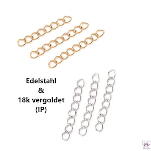 May include: Three gold chains and three silver chains. The gold chains are made of stainless steel and 18k gold plated. The silver chains are made of stainless steel.
