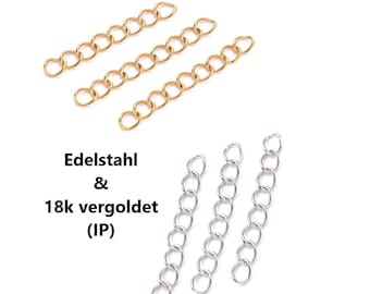 EDELSTAHL18k (IP) vergoldet Kettenverlängerung 25 mm // Verlängerung Kette Verlängerungskettchen golden und rein Edelstahl // 10/ 20/ 50x