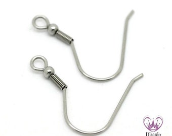 Ohrhaken EDELSTAHL mit Perle 20x18 mm // 20/ 40/ 100x Stückpackung / stainless steel earring hooks