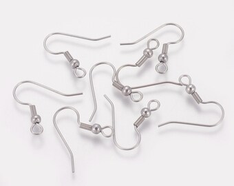 Lot De 40 Crochets Pour Boucles D'oreilles – 21mm – Acier 316L Inoxydable Chirurgical – Neuf