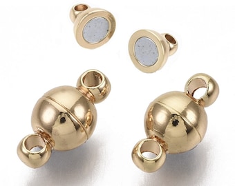 Cierres magnéticos de bola de 18k de 11,5 x 6 mm / Latón con baño de oro de 18k // Cierres magnéticos para cadenas / Sujeción fuerte