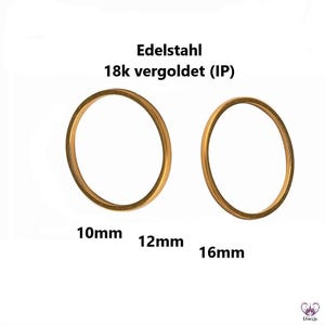 Verbindungsringe EDELSTAHL 18k vergoldet (IP) Ionenplattiert // 10, 12 & 16mm (zur Wahl)  // 4/ 10x Packungsgröße // linking ring ion plated