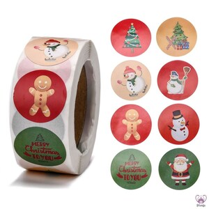 500x Aufkleber MOTIVE WEIHNACHTEN 25mm Etiketten / Geschenkaufkleber selbstklebend Weihnachtsanhänger  / 1 Rolle = 500 Stück