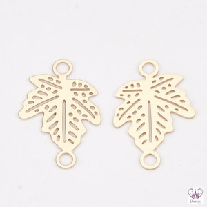 10x Anhänger AHORNBLATT goldfarben Verbinder 17 x 11 mm // filigrane Blätter golden Charm clovers maple leaf Connector